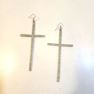Silver Cross Dangle Earrings